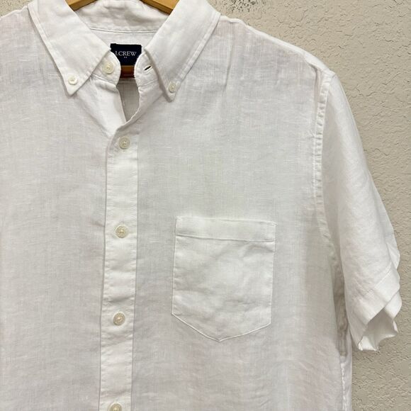 J. CREW FACTORY Short-Sleeve Linen-Blend Shirt in White Preppy Classic NWT - Picture 6 of 12